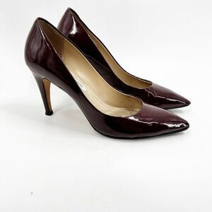 ✅ DIANE VON FURSTENBERG BURGUNDY PATENT LEATHER HEELS SIZE‎ 9.5